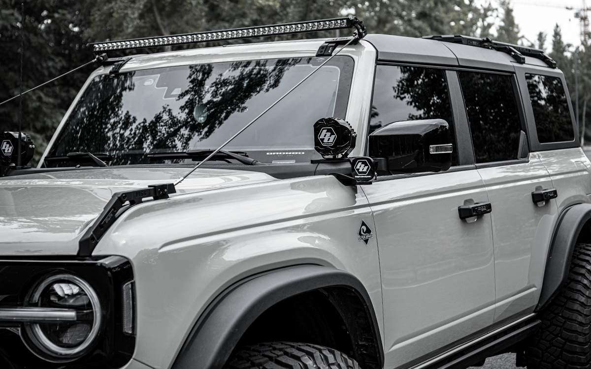 IRURI-RETURN Bronco A-Pillar Light Bar Mount – Triple LED Pod（a pair）