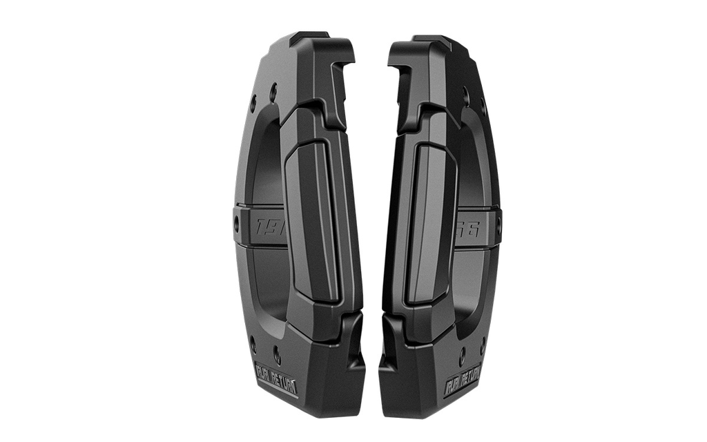 A pair of black, textured IRURI Center Console Side Grab Handles for the Ford Bronco, featuring the '1966' and 'IRURI RETURN' branding, displayed as an interior upgrade accessory.