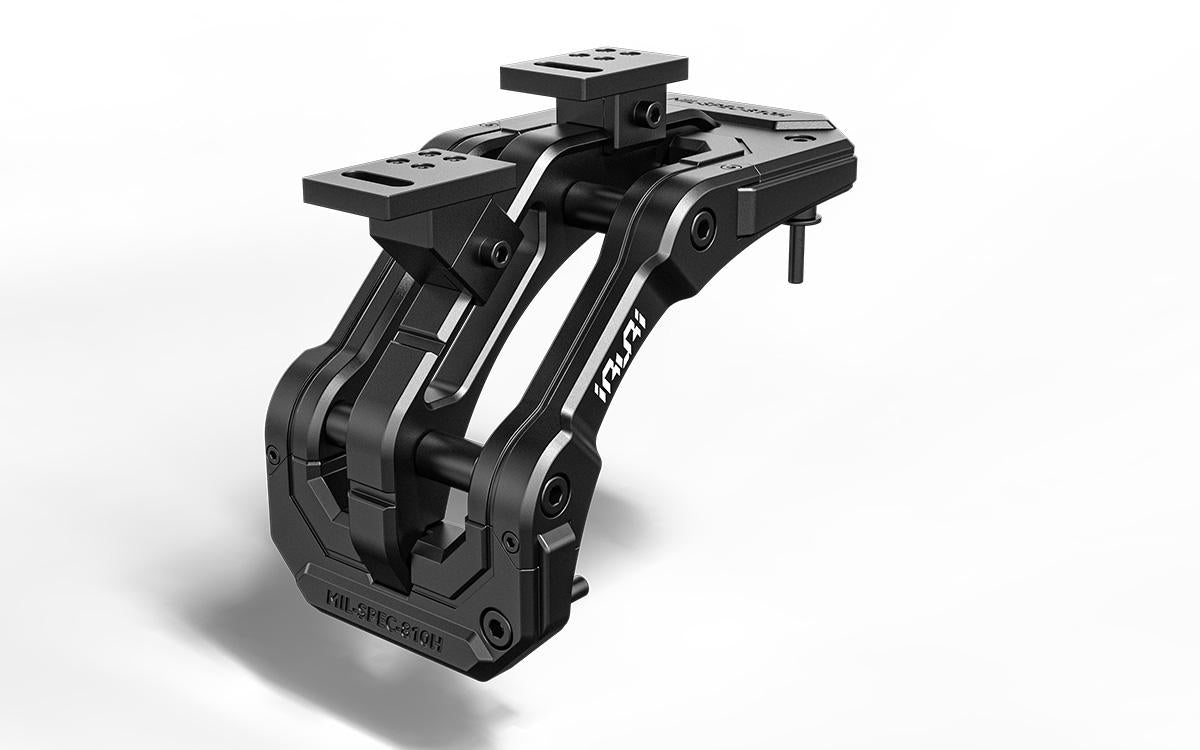 Upgrade night trails with the IRURI Origin A-Pillar Light Mount for Jeep JL & 4xe. No-drill install, CNC aluminum durability, and MIL-SPEC strength.