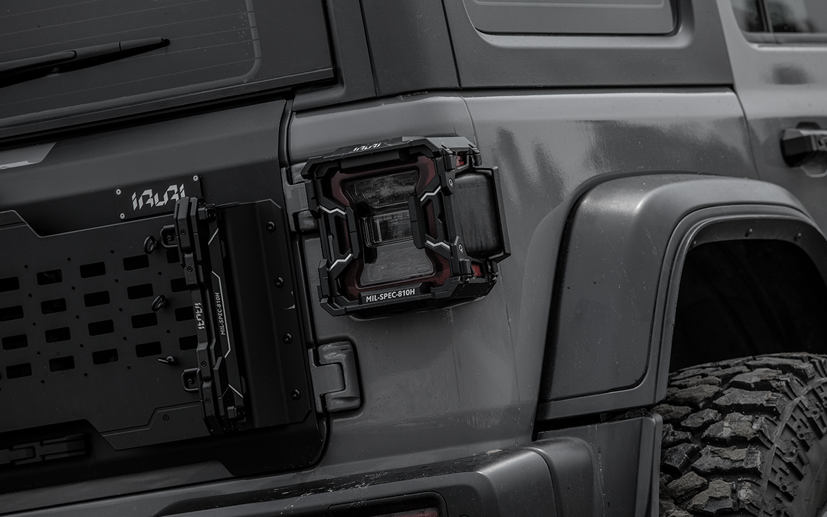 Protect your Jeep with IRURI Taillight Guard Covers. Aviation aluminum armor, full light visibility, and direct bolt-on for Wrangler JL&4XE&RUBICON.