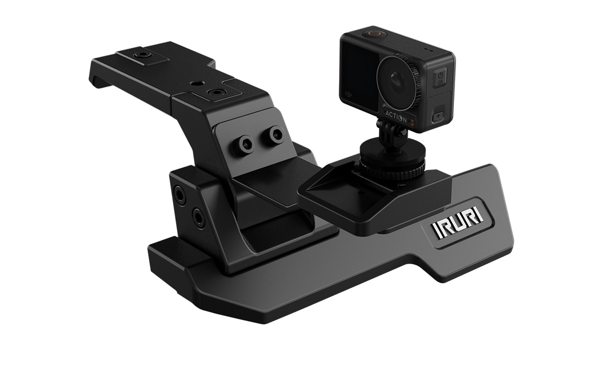 Upgrade with IRURI A-Pillar Light Mounts for GX550. Ditch light & GoPro bracket, non-invasive install, matte black for overlanding.
