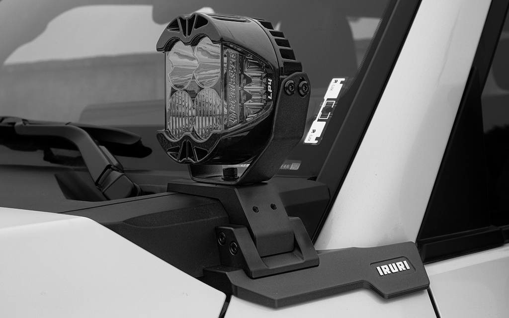 Ultimate A-Pillar Light Bar Mounts for LC250. Multi-functional hub for lights & GoPro. Bolt-on, no-drill install.