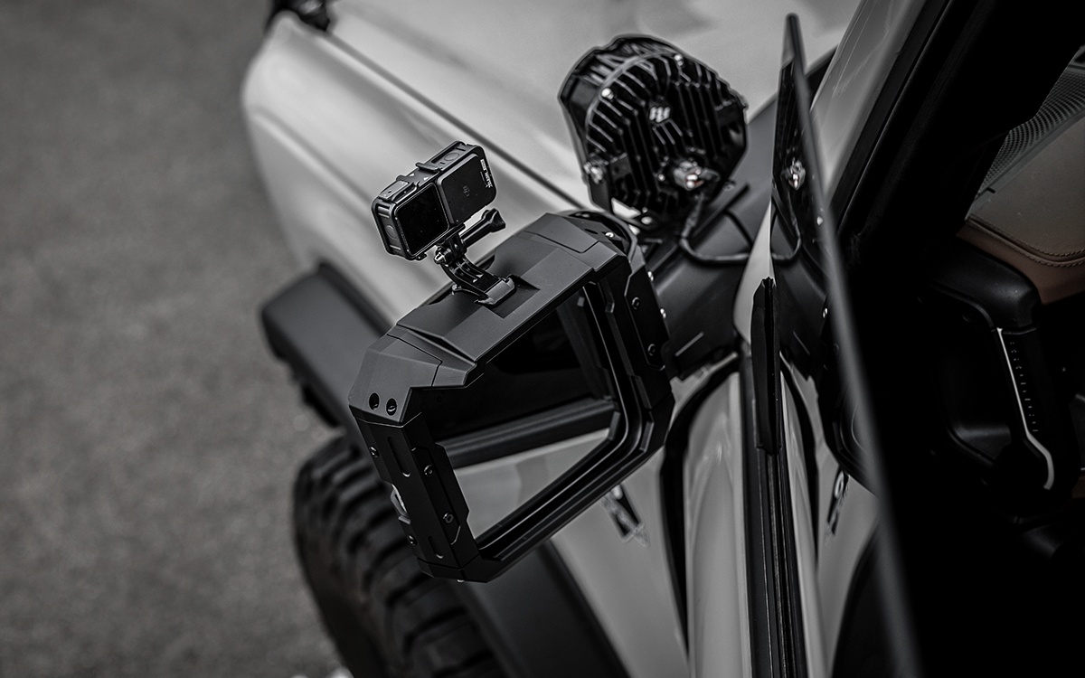 Upgrade your 2021-2026 Ford Bronco. Matte black side mirror covers with integrated rain guards. Durable, weatherproof protection for off-road visibility.