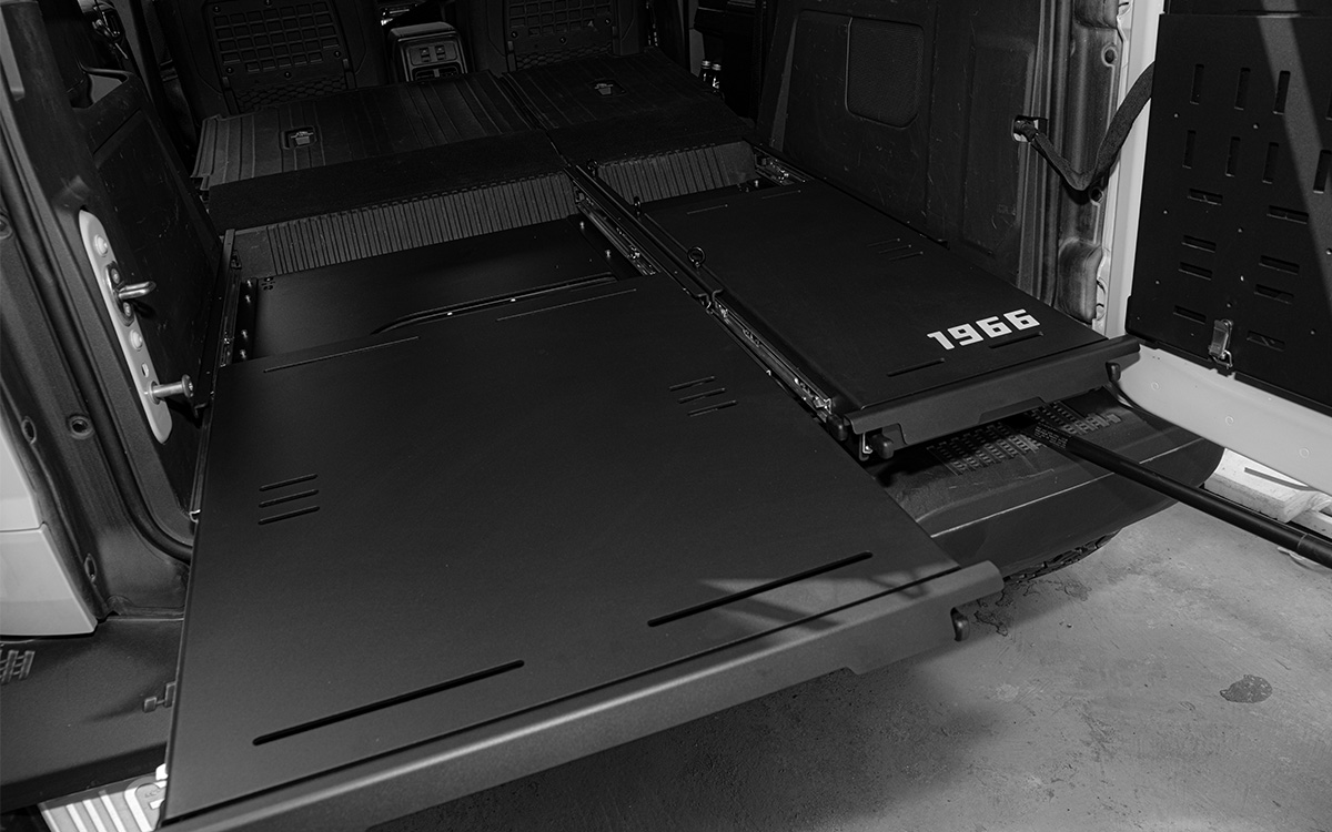 Transform your 2021-2026 Ford Bronco into a camper. Durable flat sleeping platform for car camping and fishing trips. No-drill installation, creates a perfect flat surface.