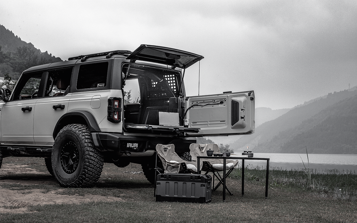 Maximize your storage. 2021-2026 Ford Bronco rear cargo tactical molle panel system. Heavy-duty steel design for mounting gear, first aid kits, and overland accessories. No-drill installation.