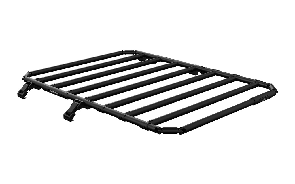 Premium 2021-2026 Ford Bronco roof rack platform. Low-profile aerodynamic design reduces wind noise. Modular no-drill cargo system for overland gear.