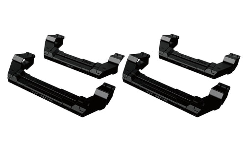 Ultimate trail protection. 2021-2026 Ford Bronco quick-release rock sliders with side steps. Heavy-duty steel design for rock crawling and off-road protection.