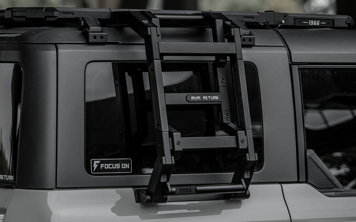 Upgrade your 2021-2026 Ford Bronco. Heavy-duty modular side ladder for easy roof access. No-drill bolt-on installation, compatible with all factory doors.