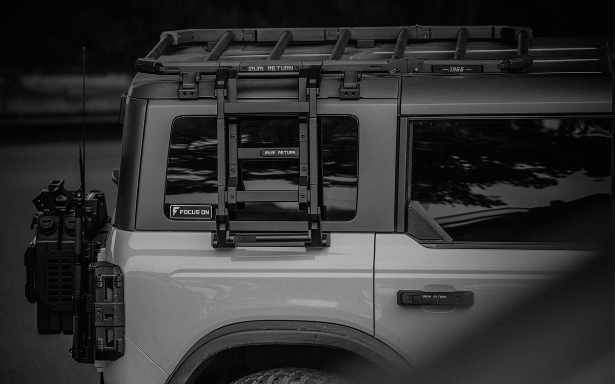Upgrade your 2021-2026 Ford Bronco. Heavy-duty modular side ladder for easy roof access. No-drill bolt-on installation, compatible with all factory doors.