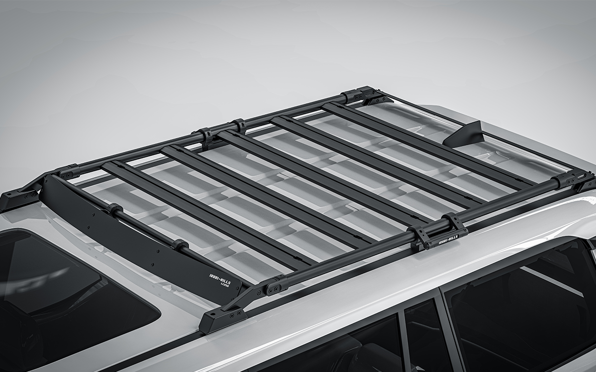 Upgrade your GX550 with the IRURI-HILLS Low-Profile Roof Rack. Ultra-quiet, 19kg lightweight design, and 200kg capacity for ultimate overlanding.