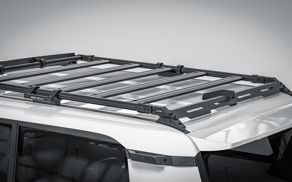 Upgrade your GX550 with the IRURI-HILLS Low-Profile Roof Rack. Ultra-quiet, 19kg lightweight design, and 200kg capacity for ultimate overlanding.