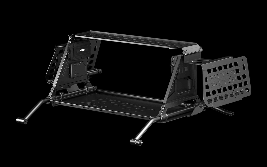 Upgrade your GX550 with the IRURI-HILLS Modular Cargo System. Steel build, removable field table, and MOLLE panels for a tactical trunk setup.