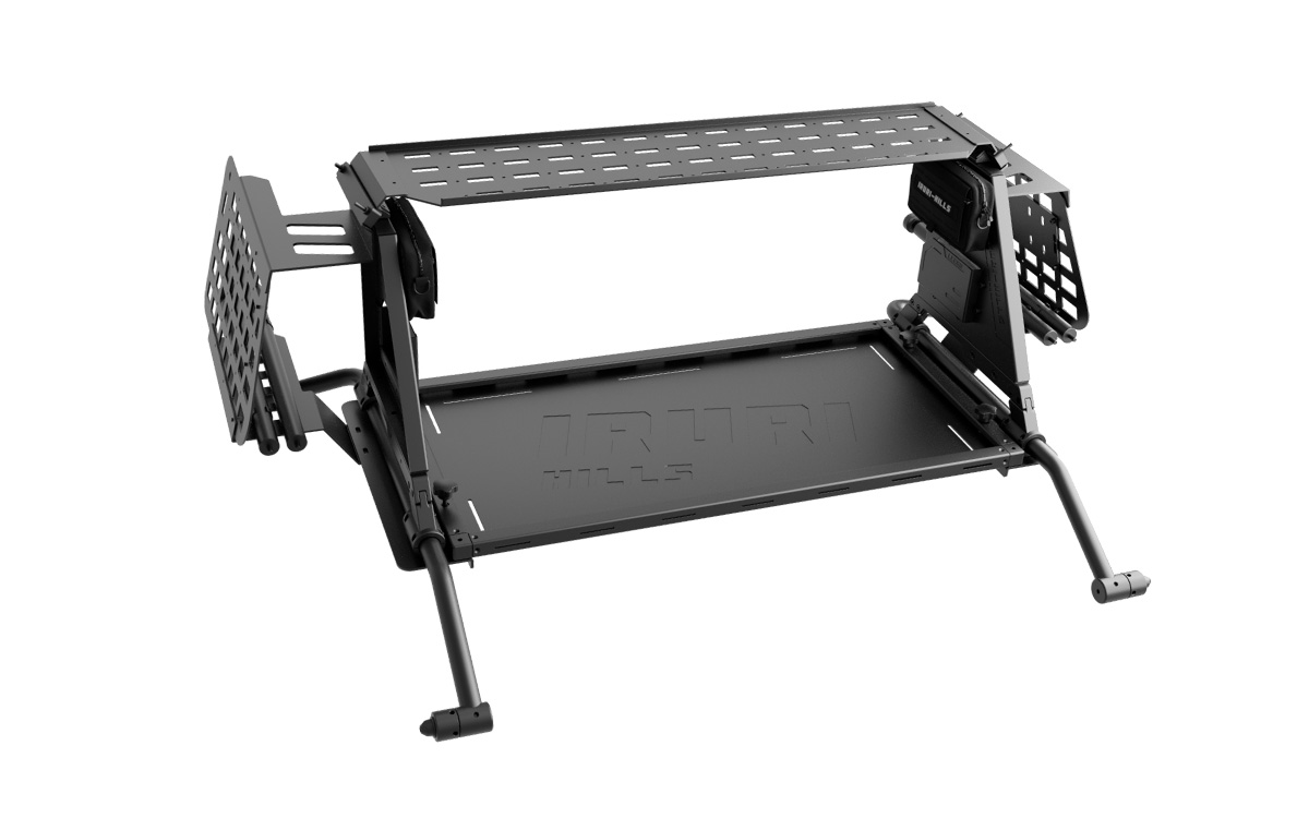 Upgrade your GX550 with the IRURI-HILLS Modular Cargo System. Steel build, removable field table, and MOLLE panels for a tactical trunk setup.