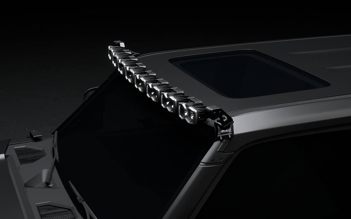 IRURI Roof Light Bar Mounts for LC250. CNC Al-Mg alloy, 1.5kg lightweight & adjustable for 47-50" bars. No-drill bolt-on install.